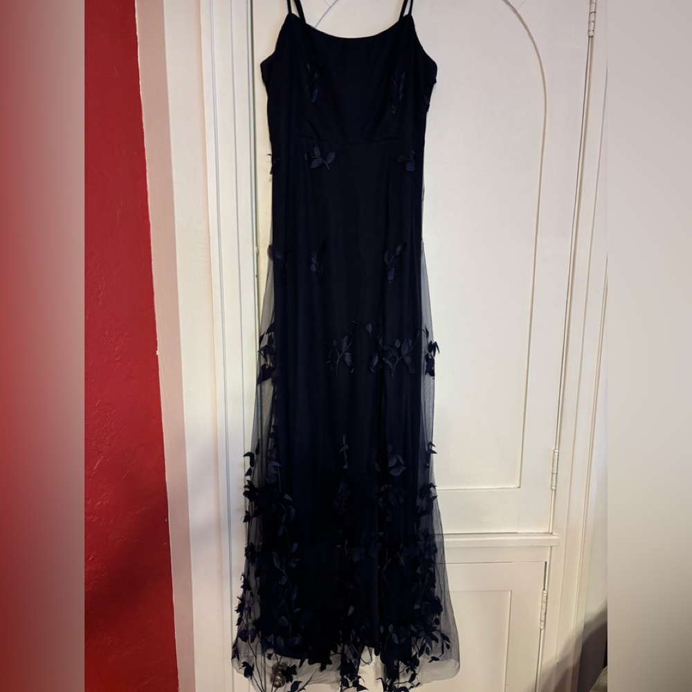 Lulu’s - Navy Embellished Spaghetti-Strap Evening Dress
